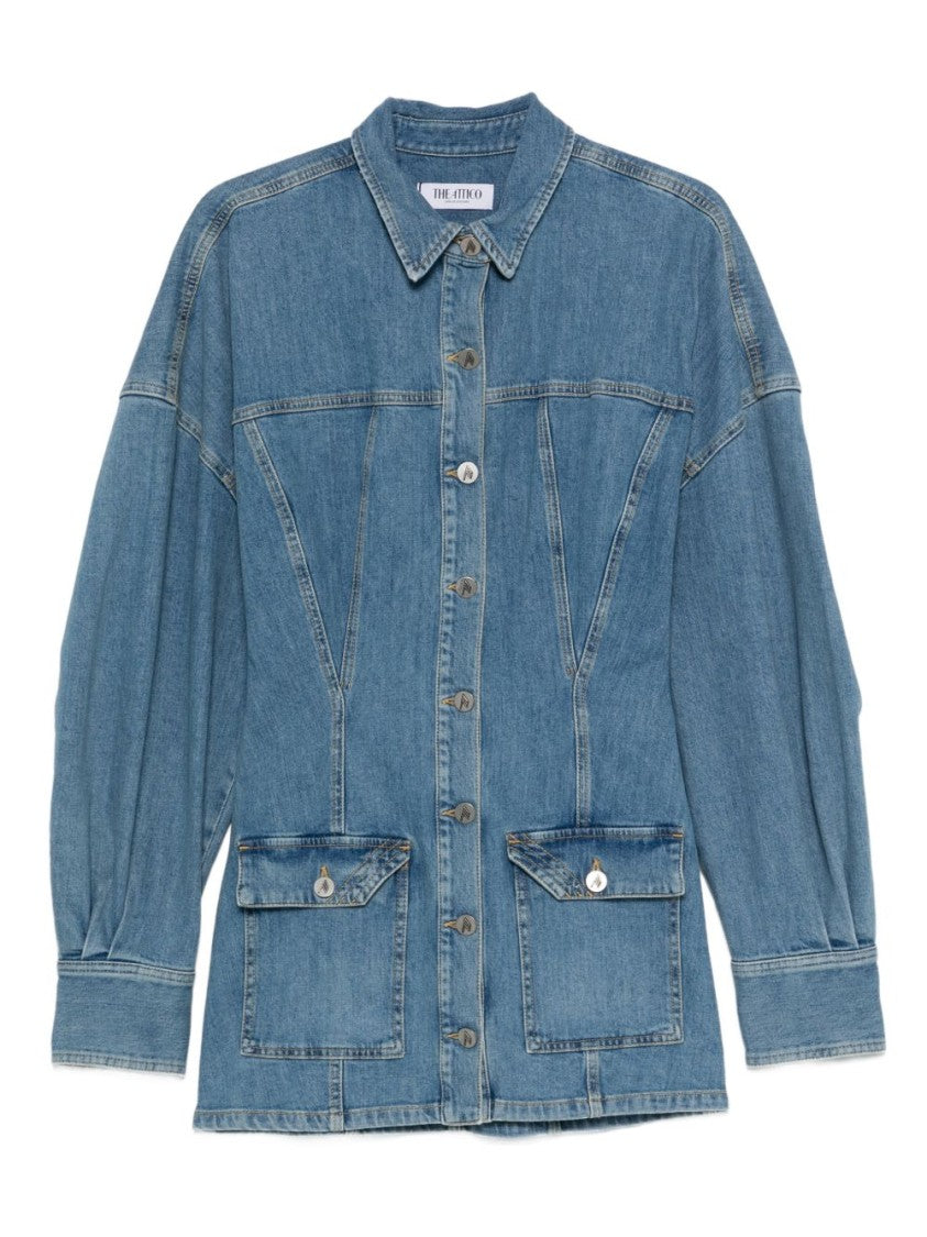 The Attico Denim Jacket Dress With Button-Down Front