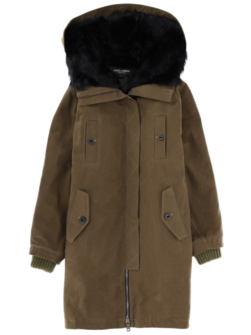 Dolce & Gabbana Brown Fur Lined Cotton Parka