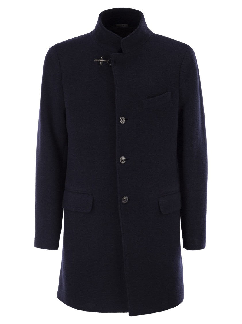 Fay Herringbone Wool Blend Coat