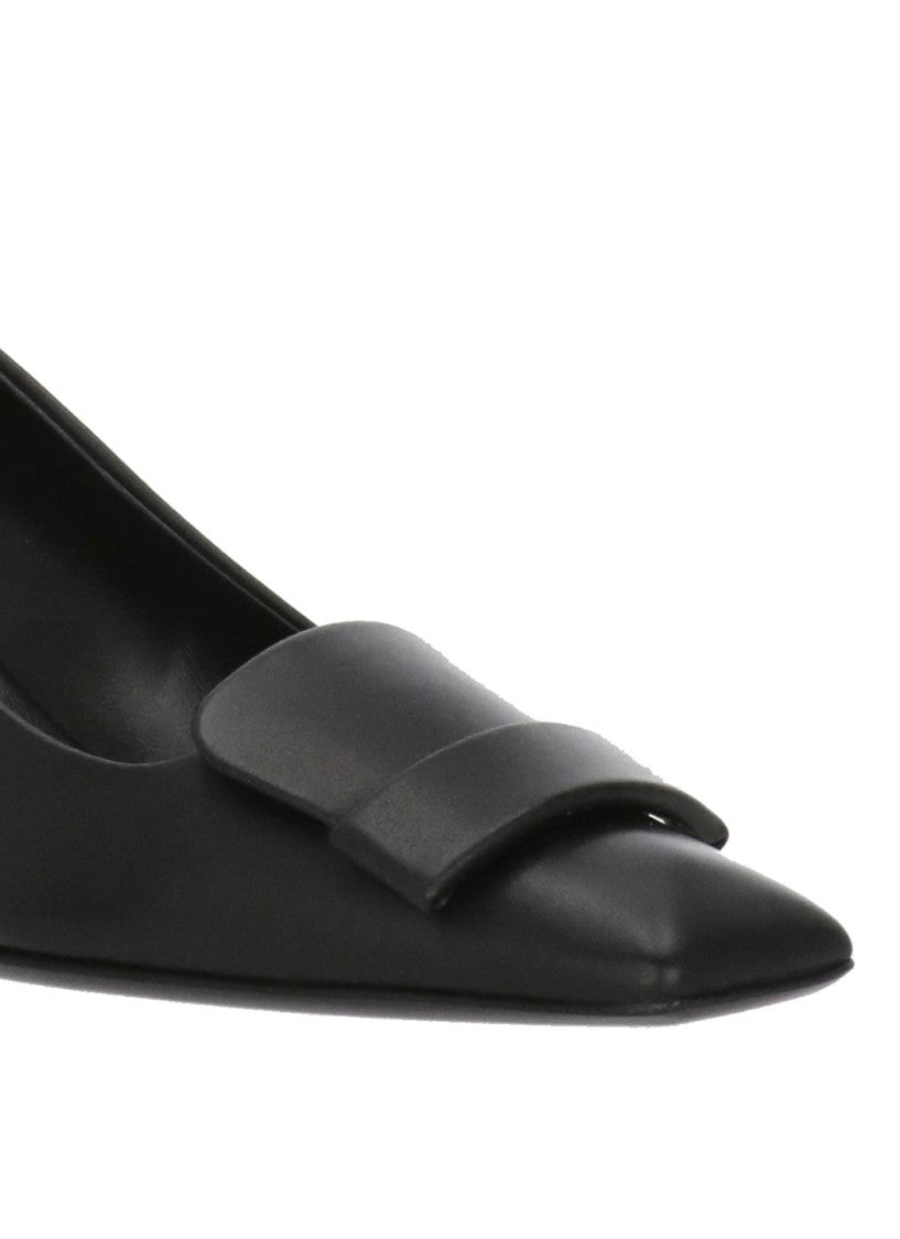 Sergio Rossi Black Square Tip Spool Heel Pumps