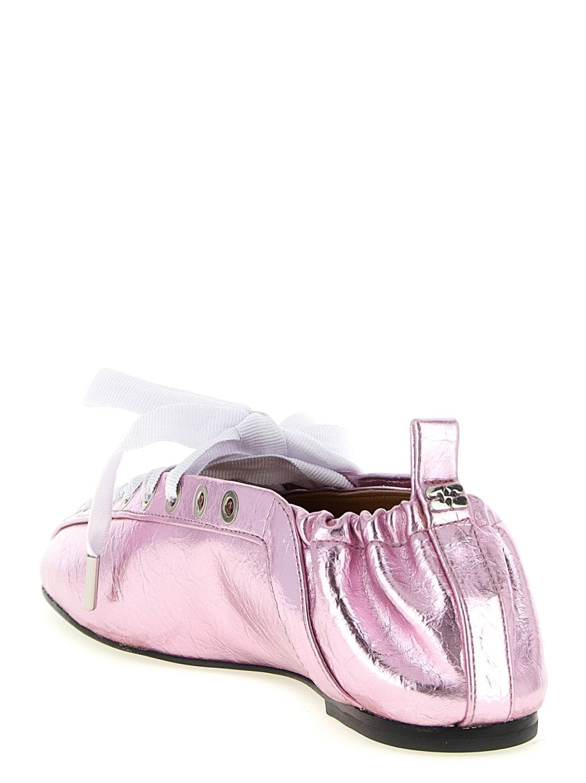 Ganni 'Lace-Up' Ballet Flats