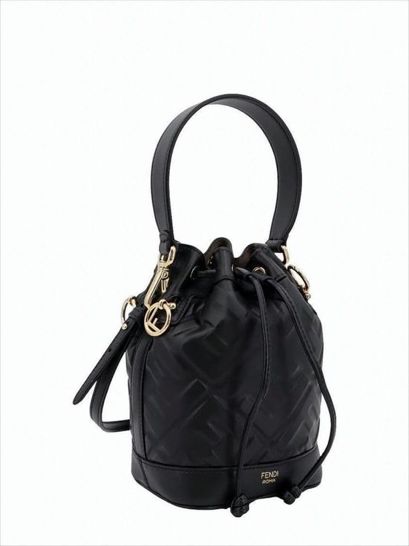 Fendi Structured Bucket Tote Bag With Embossed Geometric Pattern