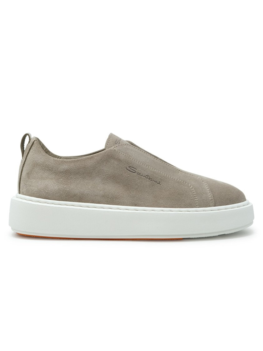 Santoni Wbcd61323bartsapm45 Beige Suede Sneaker