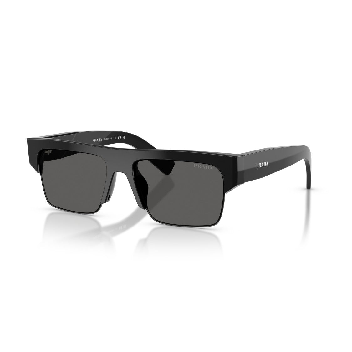 Prada 0Pr D12su Bold Rectangular Black Acetate Sunglasses