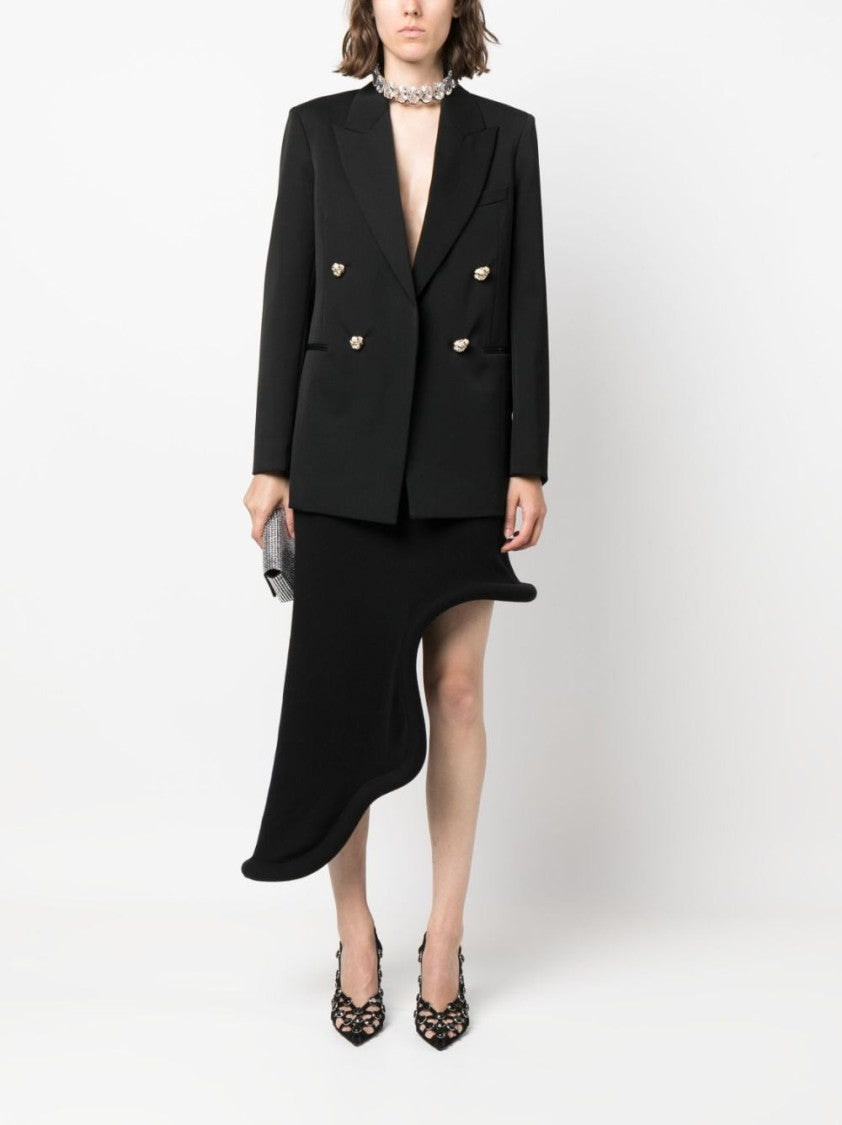 Lanvin Rhinestone-Embellished Black Wool Blazer