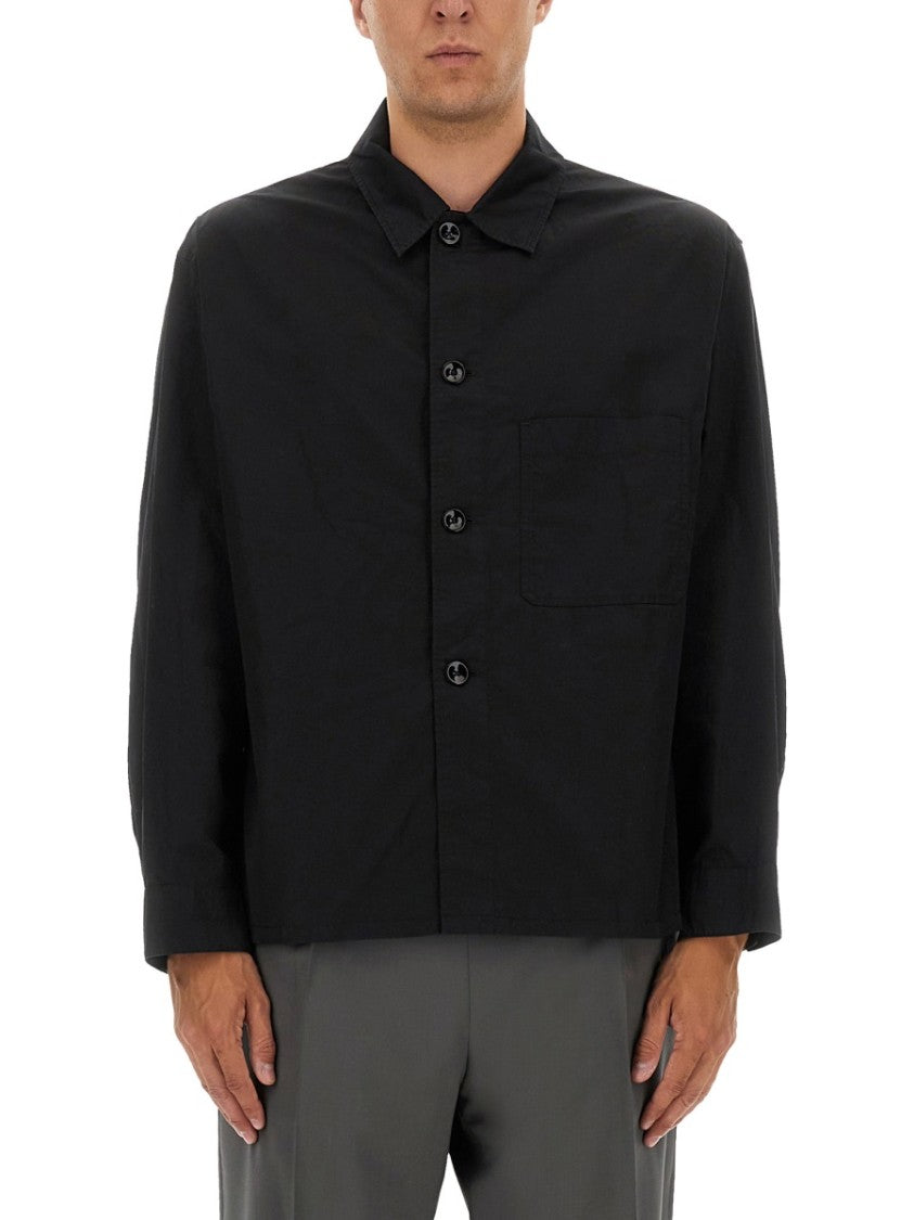 Lemaire Boxy Black Cotton Pajama Shirt