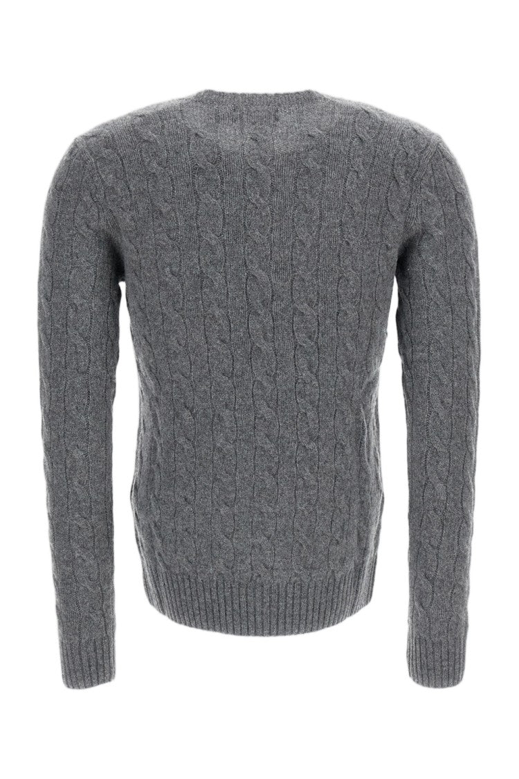 Polo Ralph Lauren Grey Cable Knit Wool-Cashmere Sweater