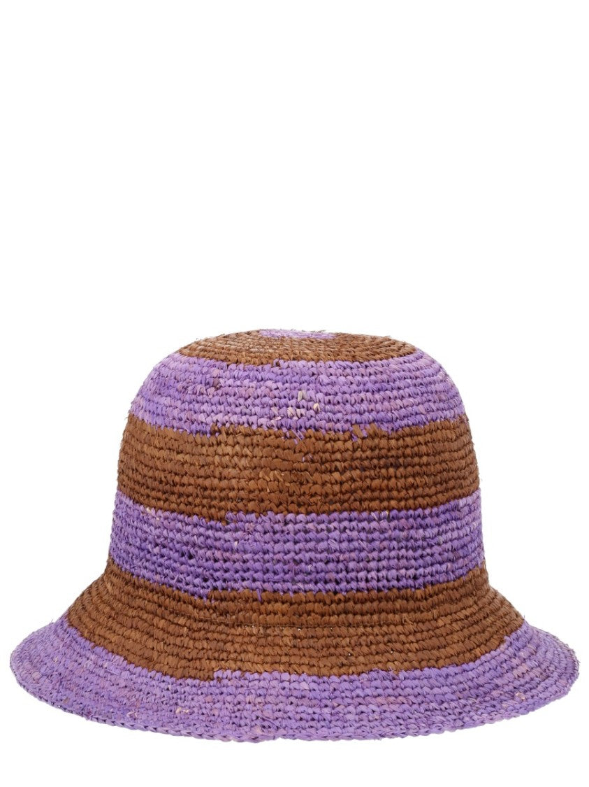 Paul Smith Patch Logo Raffia Striped Hat