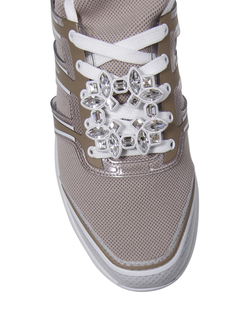 Roger Vivier Viv Run Strass Tech Knit Lace-Up Sneaker