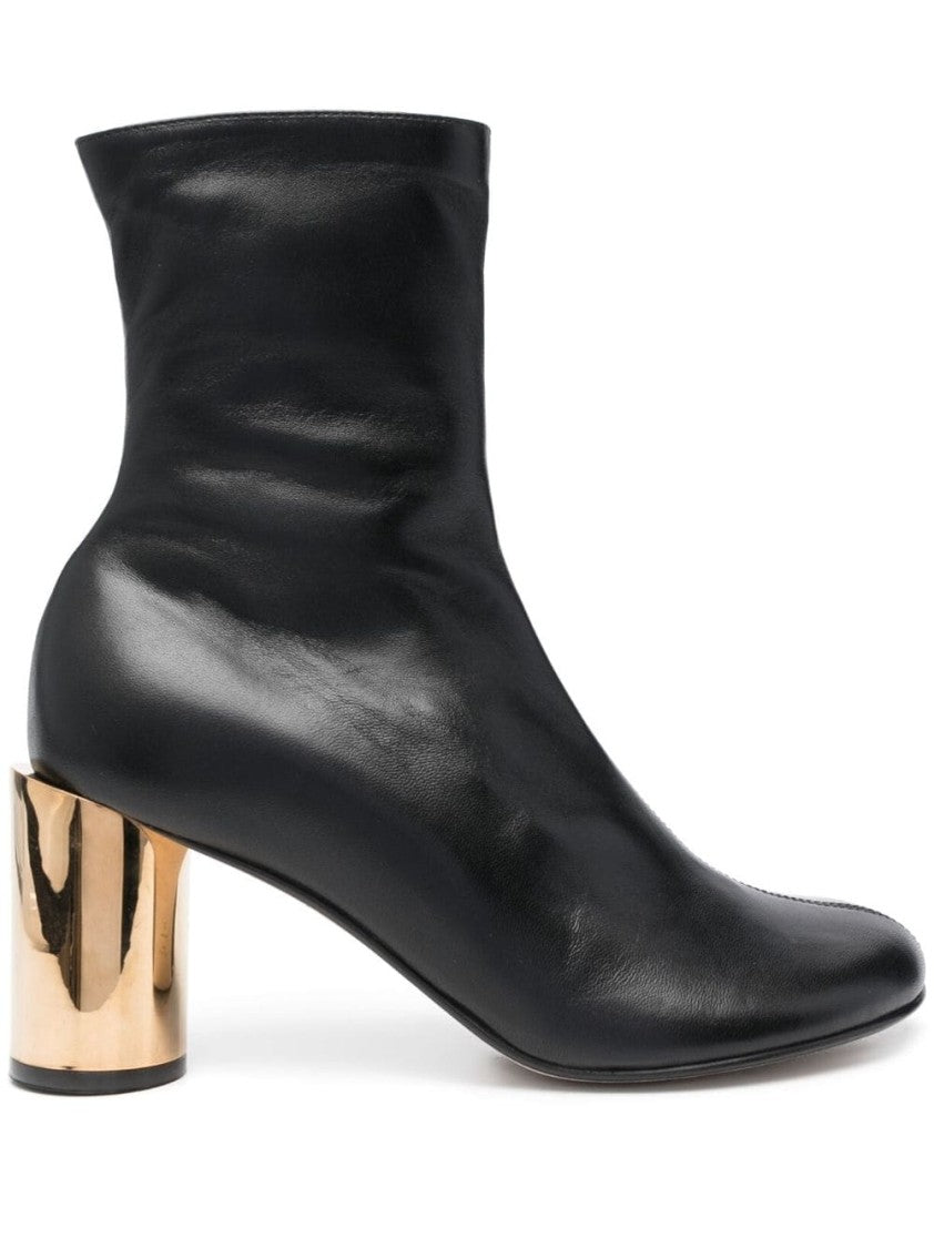 Lanvin 75Mm Black Calf Leather Ankle Boots