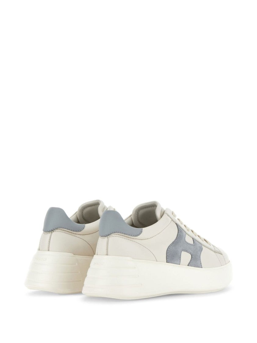 Hogan Beige Leather Lace-Up Sneakers