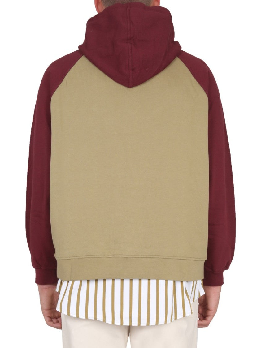 Sunnei Two-Tone Cotton Sweatshirt With Drawstring Hood