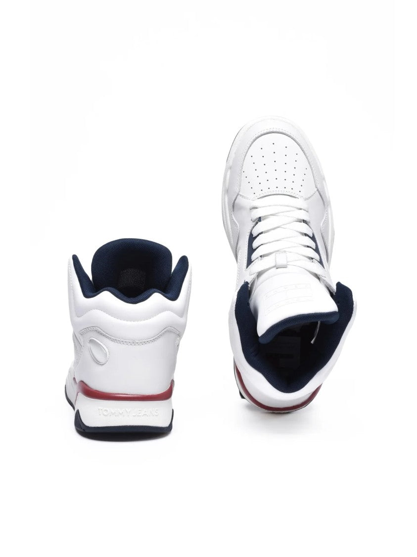 Tommy Jeans White Perforated Mid-Top Sneakers
