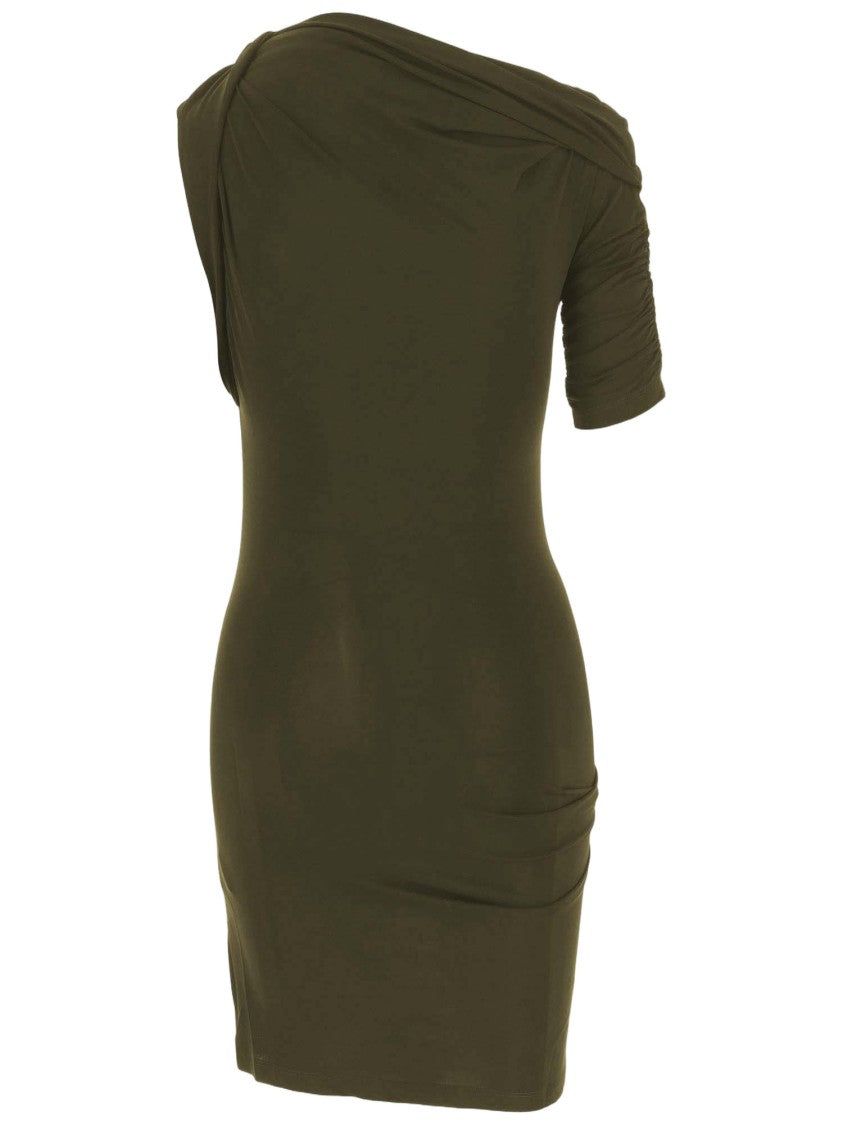Jacquemus Dark Khaki Viscose Blend Asymmetrical Dress