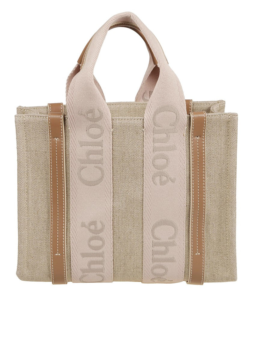 Chloé Small Woody Tote Bag With Calfskin Strips