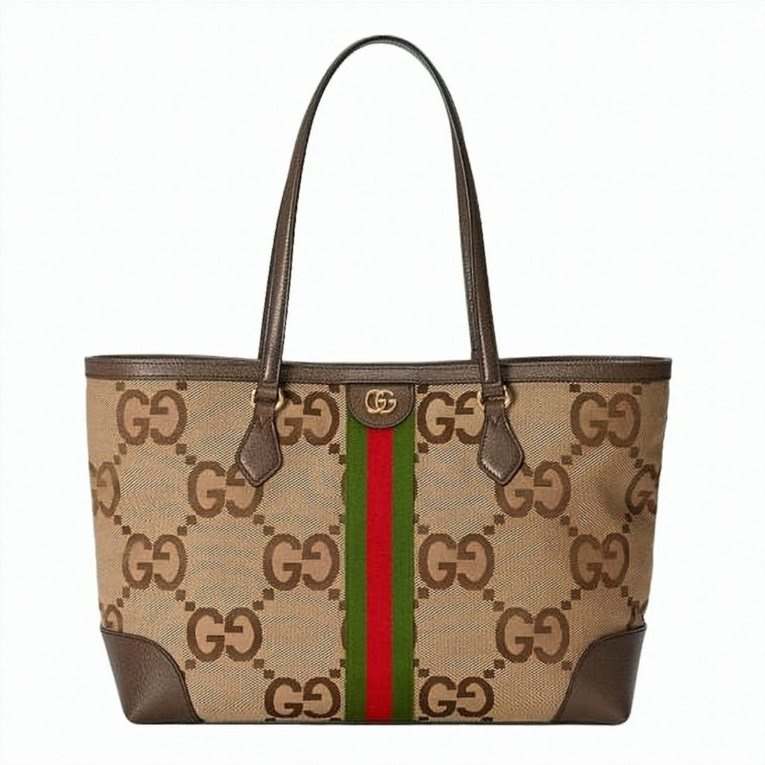 Gucci Medium Monogram Canvas Shoulder Bag With Leather Trim