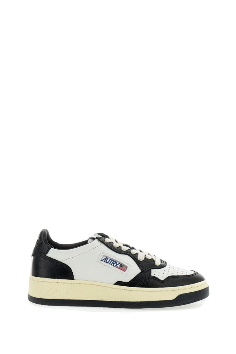 Autry White Blue Medalist Low Leather Sneakers
