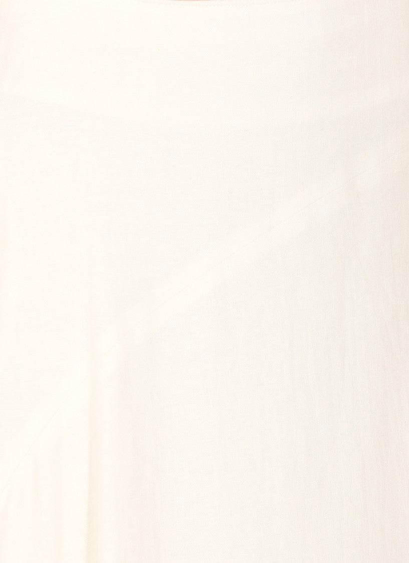 Y's Flowing White Linen Blend Skirt