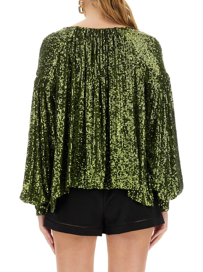 Rabanne Volume-Sequined Blouse With Airy Silhouette