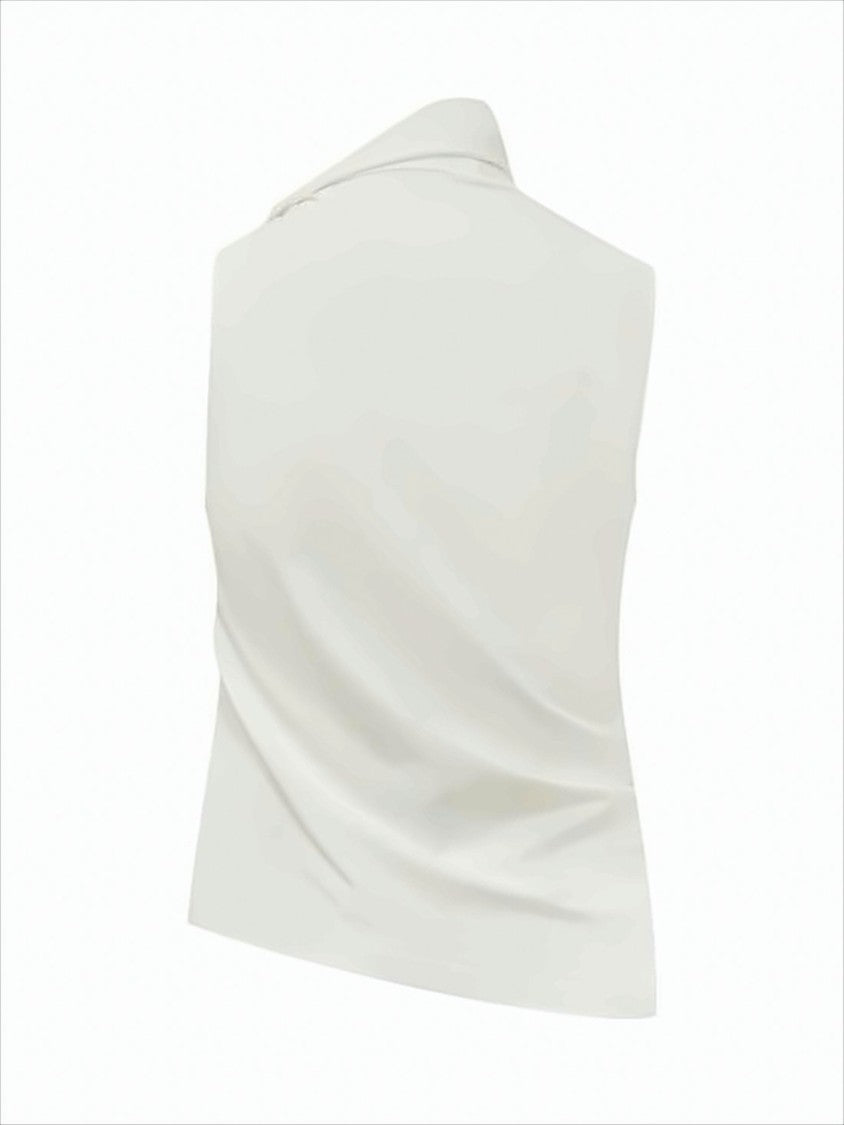 Courrèges High-Neck Sleeveless Top With Subtle Ruching