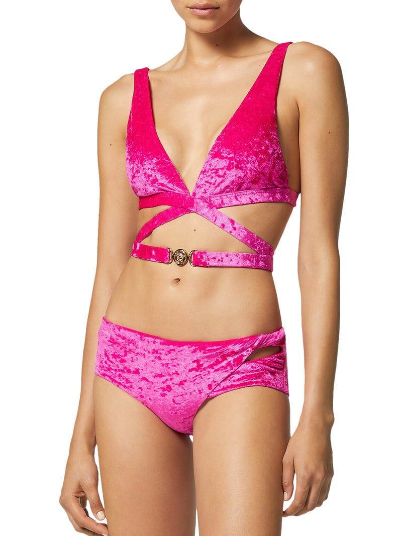 Versace Medusa Plaque Triangle Bikini Top