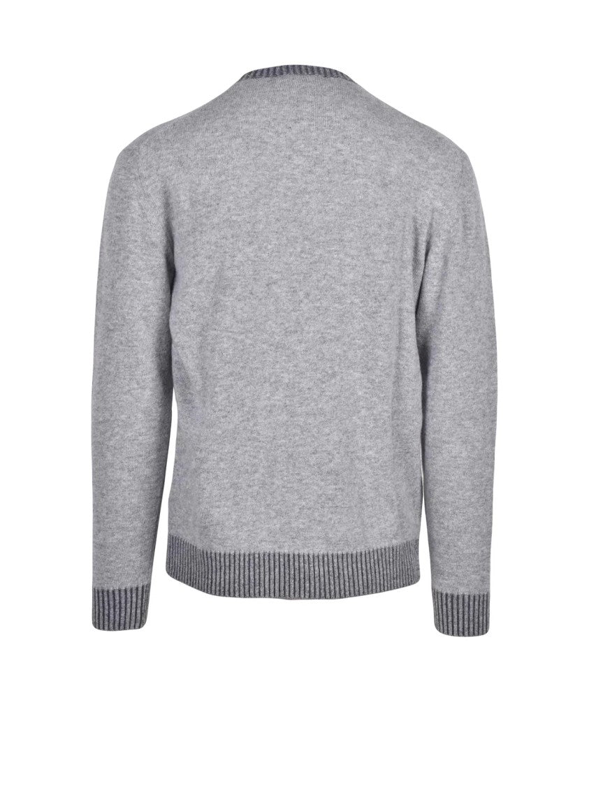 Cashmere Company P. Crew Neck Pullover In Premium Wool With Ribbed Trims