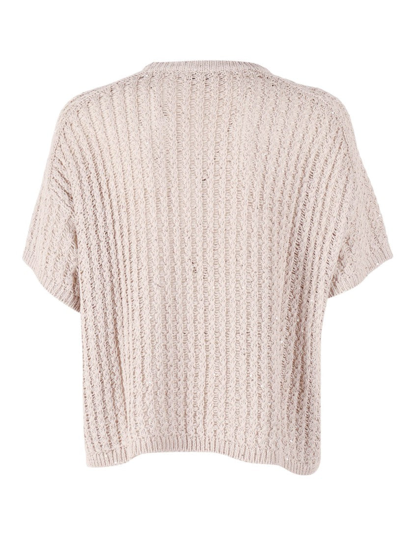 Antonelli Firenze Glicine Cropped Ribbed Round Knit Top