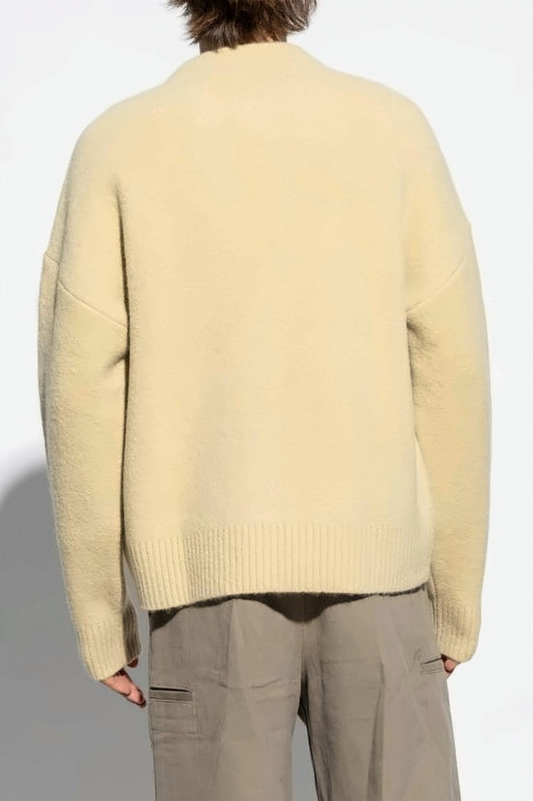 Ami Paris Alpaca Blend Knit Sweater With Heart Logo Detail