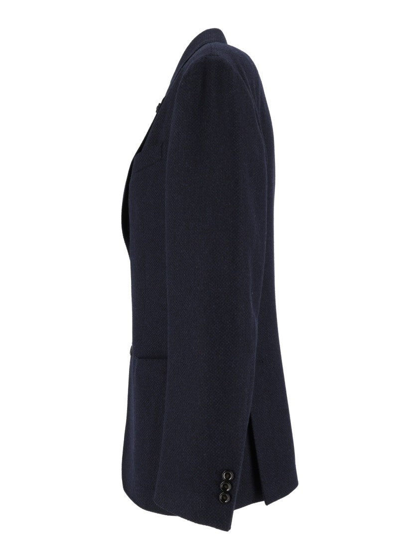 Lardini Blue Textured Tailored Blazer