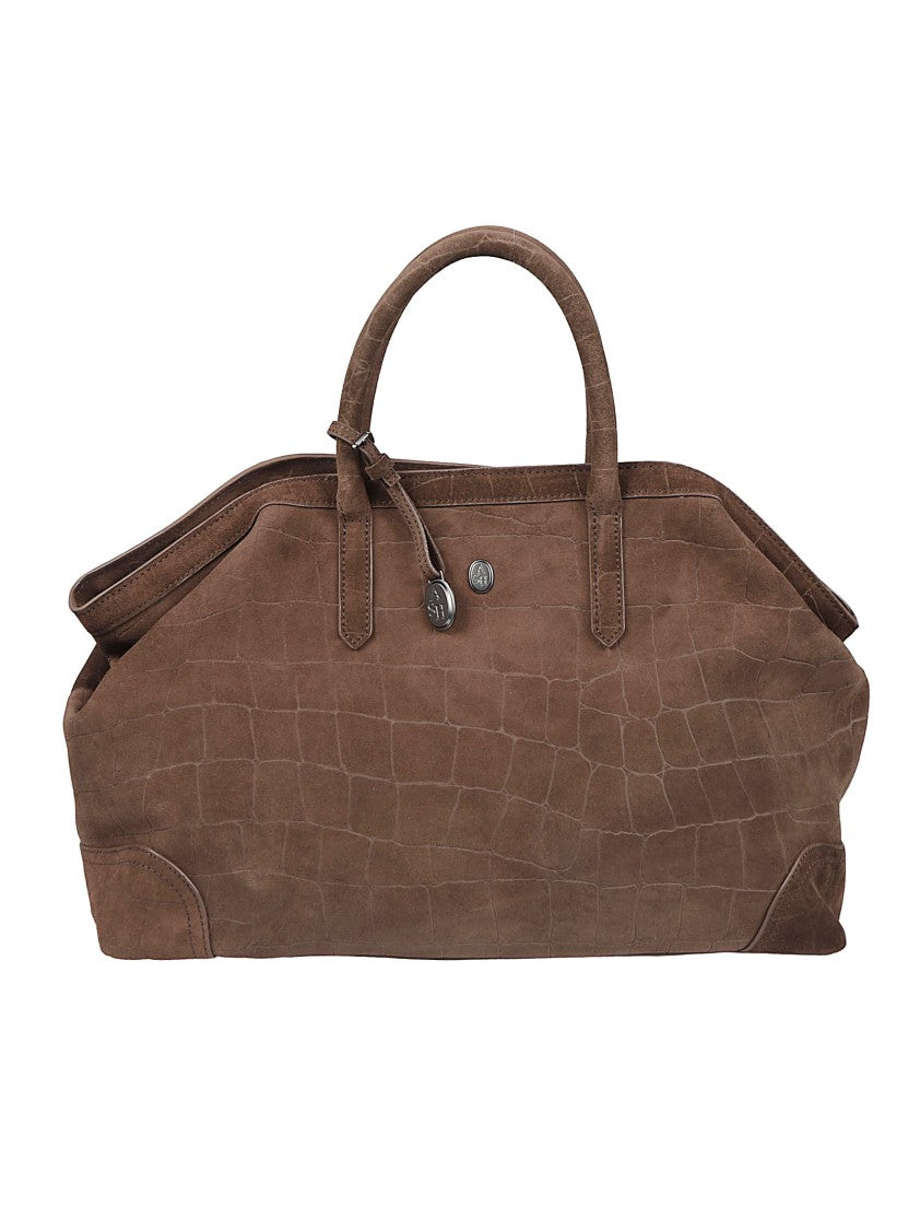 Ash Brown Jacqueline Structured Calf Leather Shoulder Bag