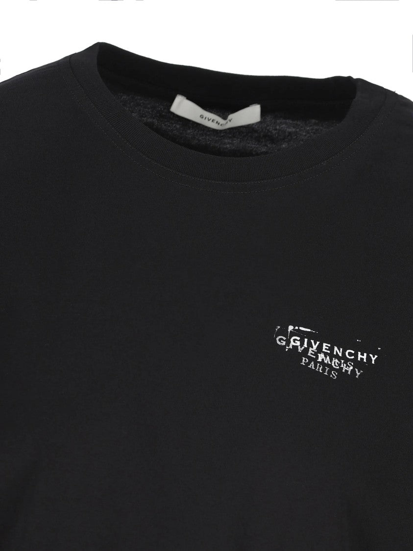 Givenchy Regular Fit Black Cotton Distressed T-Shirt
