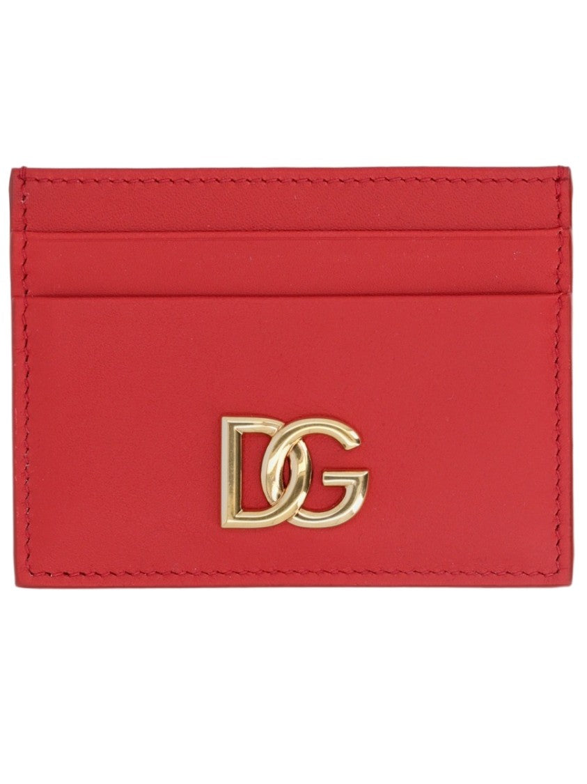 Dolce & Gabbana Rectangular Metallic Logo Leather Card Holder
