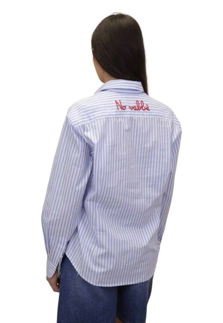 Mc2 Saint Barth Classic Striped Button-Up Shirt With Embroidered Detail