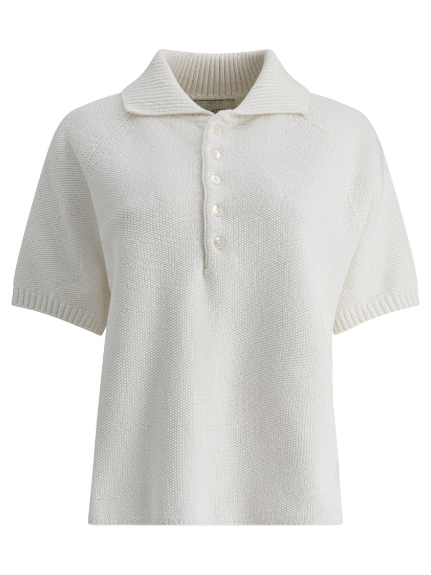 Umarmung Textured Knit Polo Shirt With Ribbed Collar