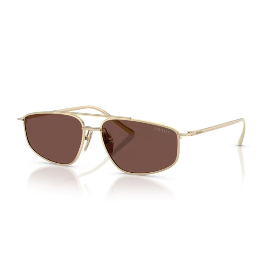 Prada Pr C51s Rectangular Light-Gold Metal Sunglasses