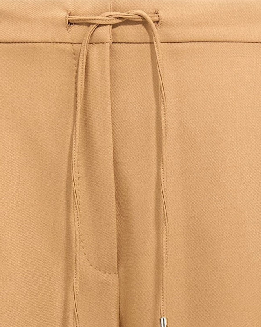 Max Mara Camel Wool Drawstring Trousers