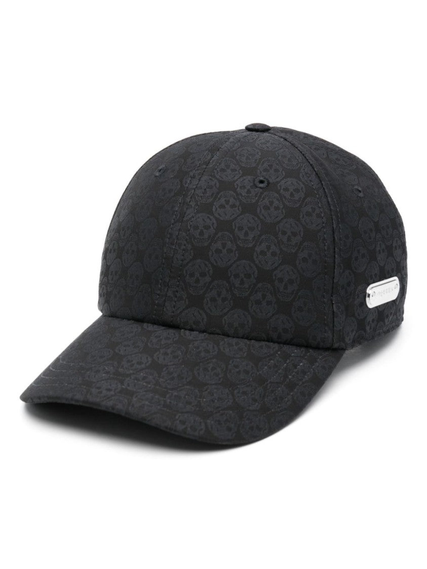 Alexander Mcqueen Structured Black Cap With Subtle Skull Pattern