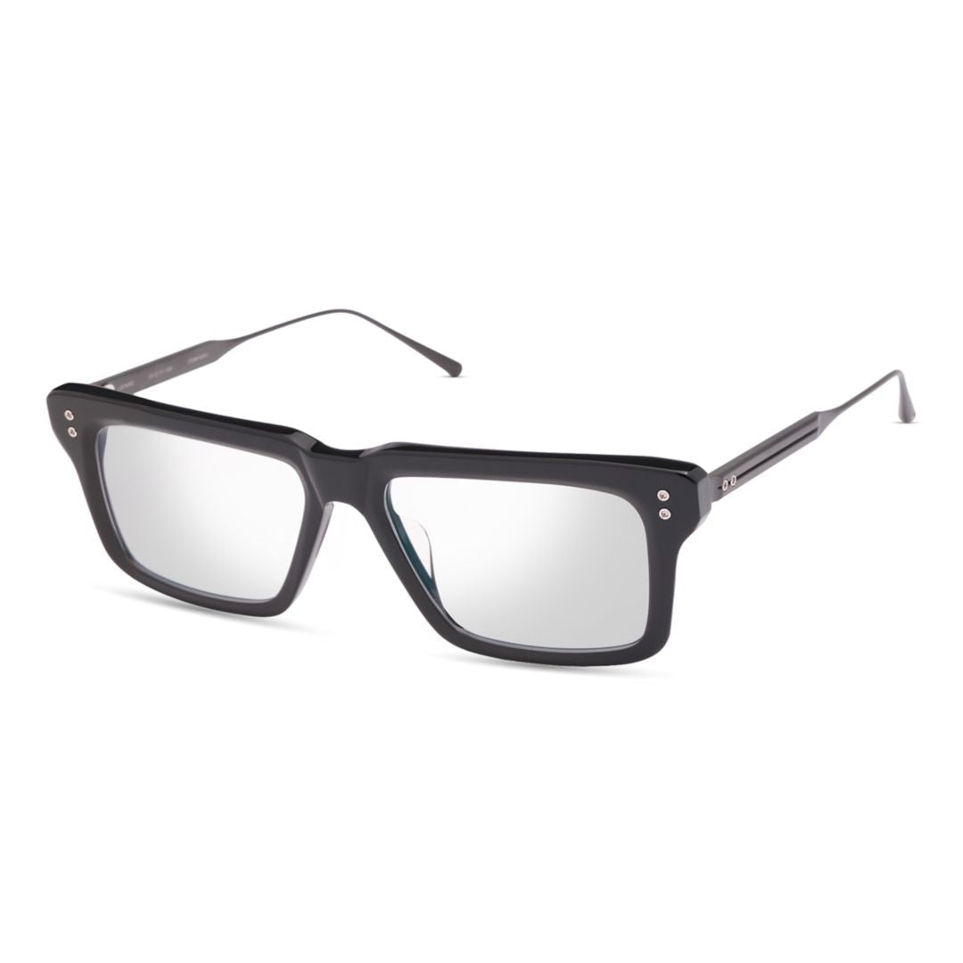 Dita Lataro Rectangular Black Sunglasses With Silver Rivet Accents