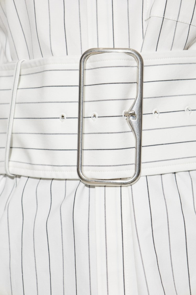 Burberry White Shirt With Subtle Stripe Pattern