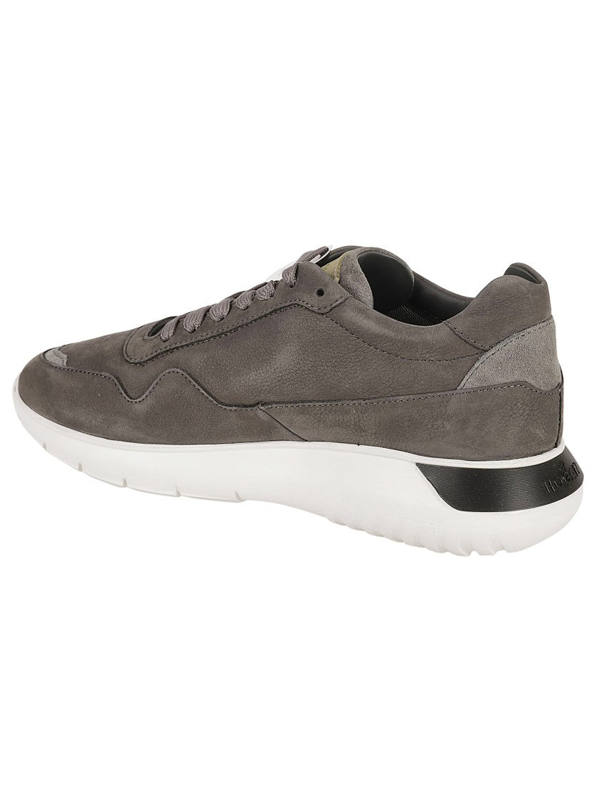 Hogan Grey Calfskin Sneakers With Cushioned Sole