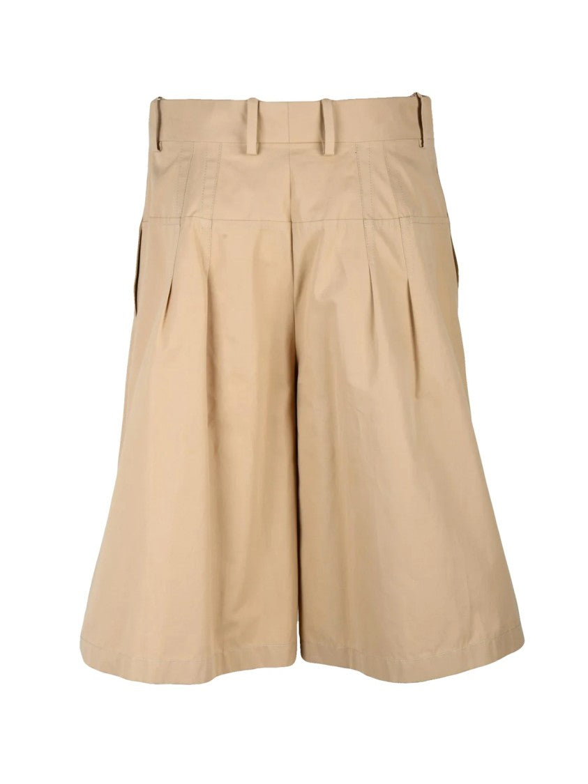 Jil Sander Beige High-Waisted Tailored Cotton Bermuda Shorts