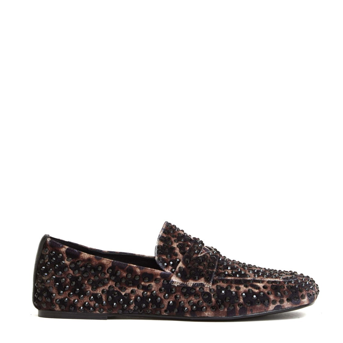 Strategia Leopard-Print Velvet Moccasins With Strass Embellishments