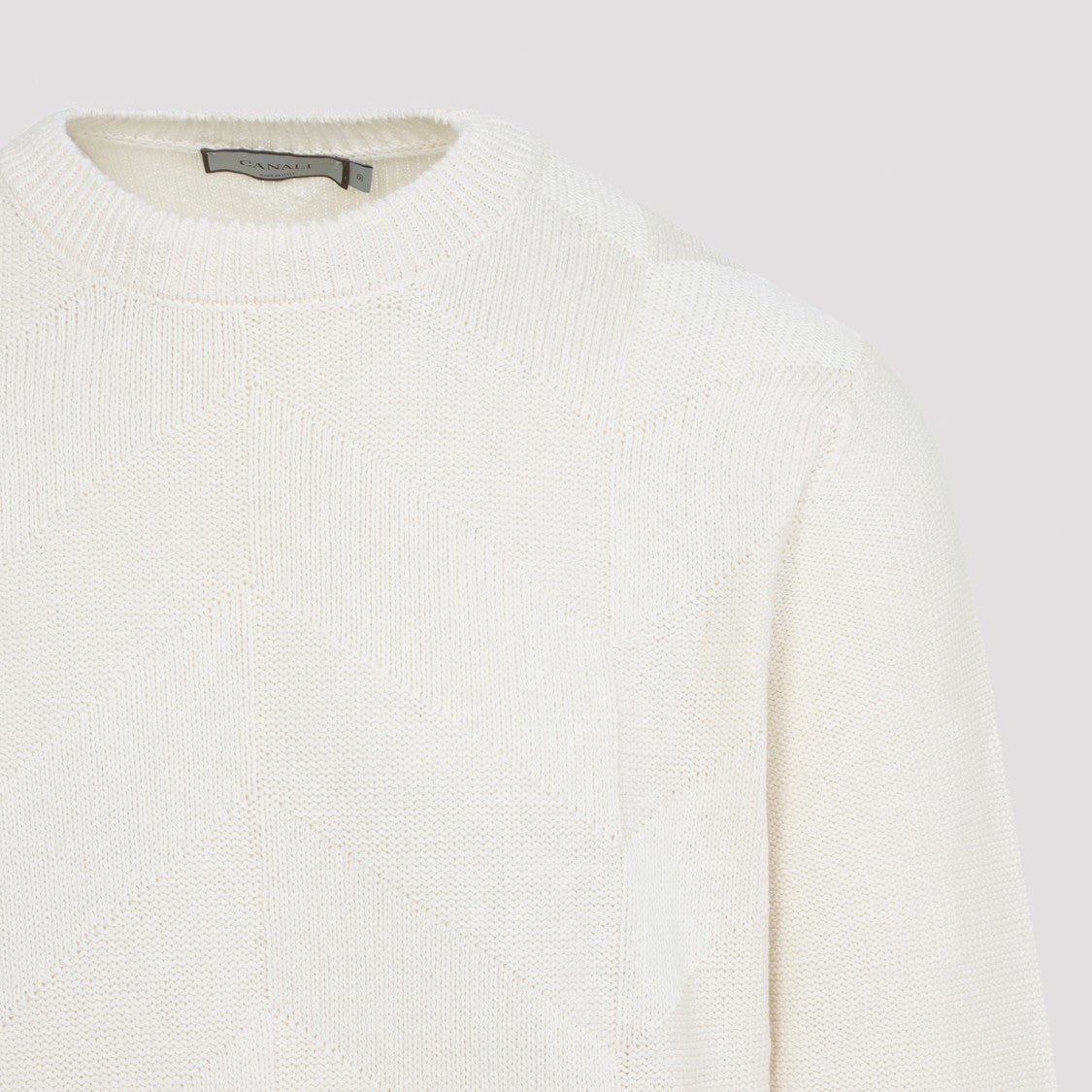 Canali Classic Crew Neck Sweater With Textured Front Design