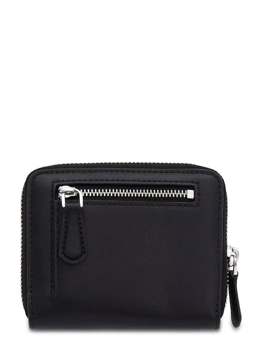 Marc Jacobs Compact Matte Black Zip-Around Wallet With Logo Patch