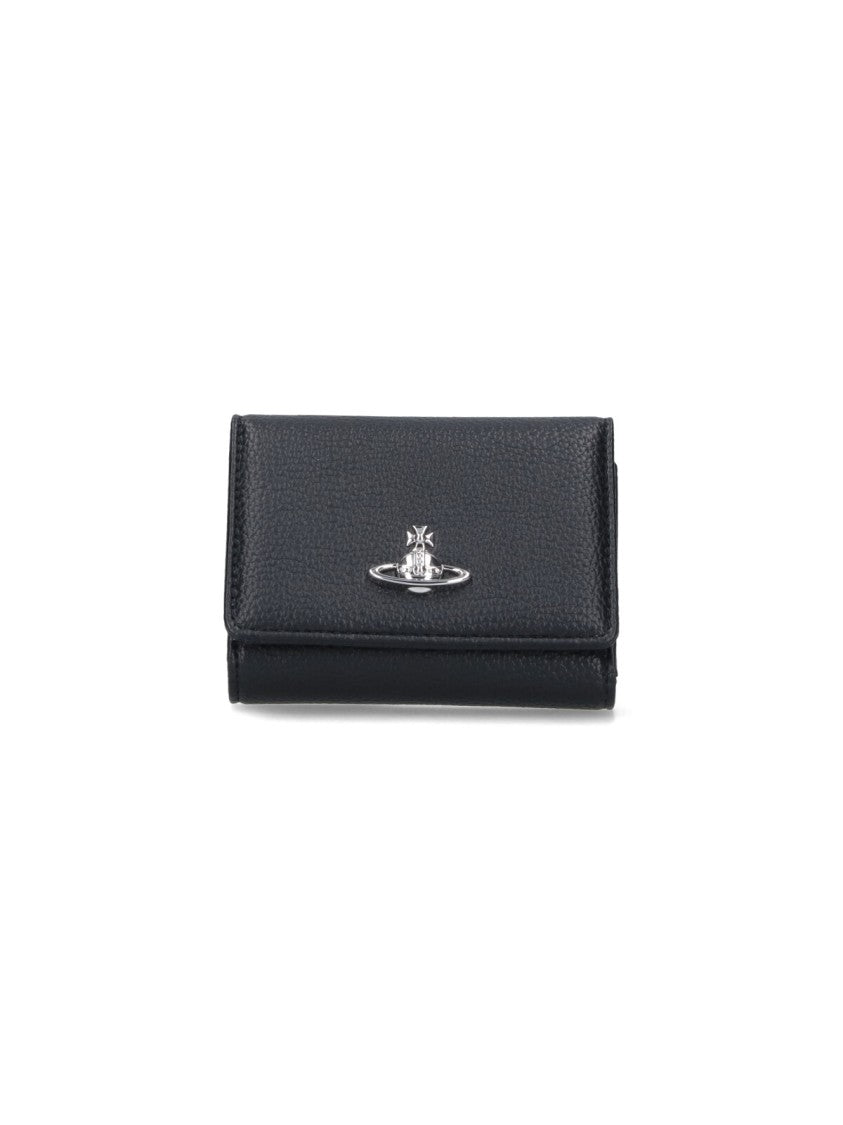 Vivienne Westwood Textured Black Tri-Fold Wallet