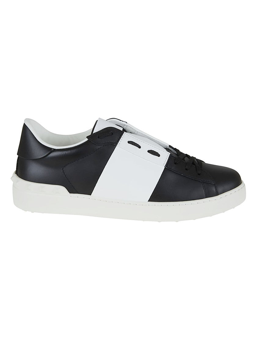 Valentino Garavani White Calfskin Sneakers With Contrasting Leather Band