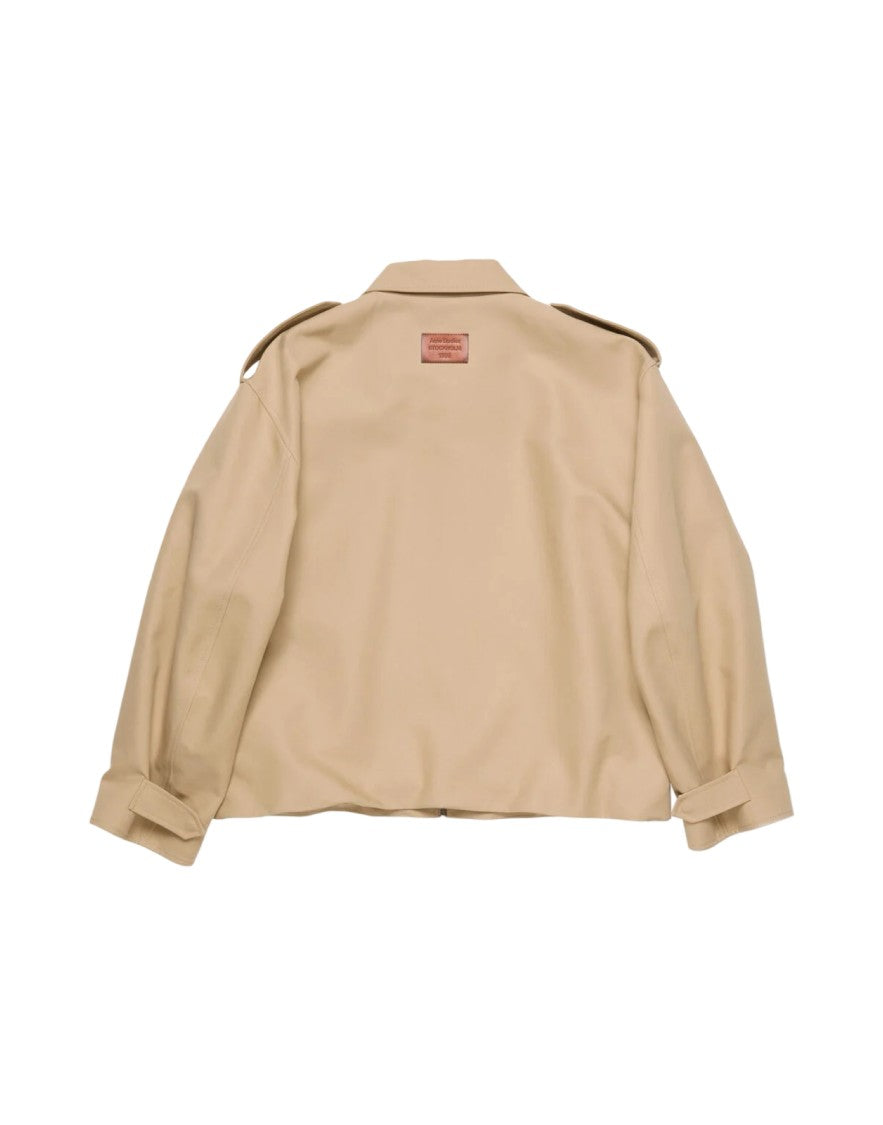 Acne Studios Cropped Satin Cotton Jacket With Classic Collar