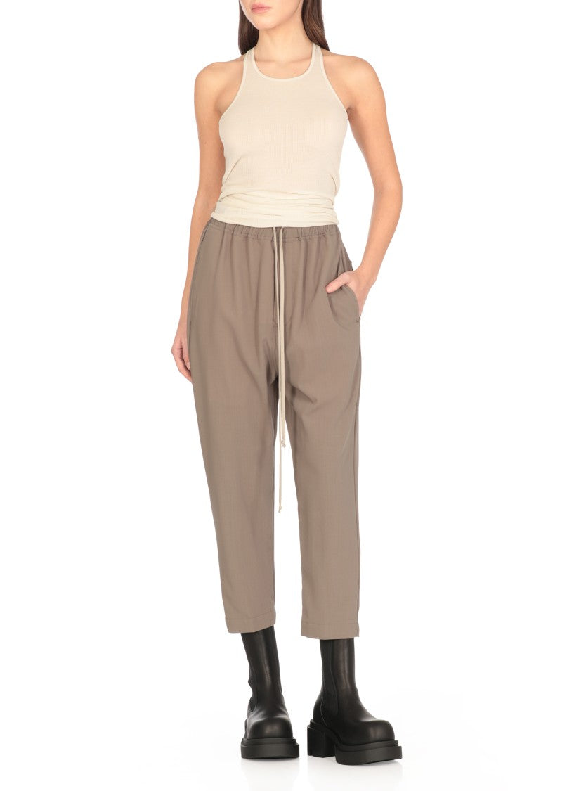 Rick Owens Ivory Silk Blend Top With Ribbed Texture