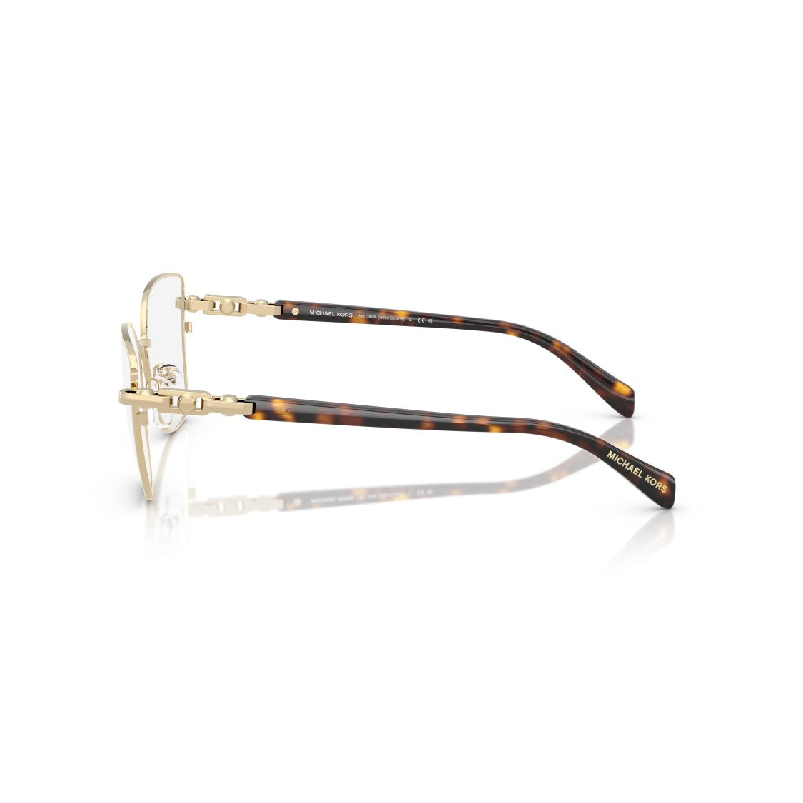 Michael Kors 0Mk3090 Geometric Metal Frame Eyeglasses With Tortoiseshell Accents