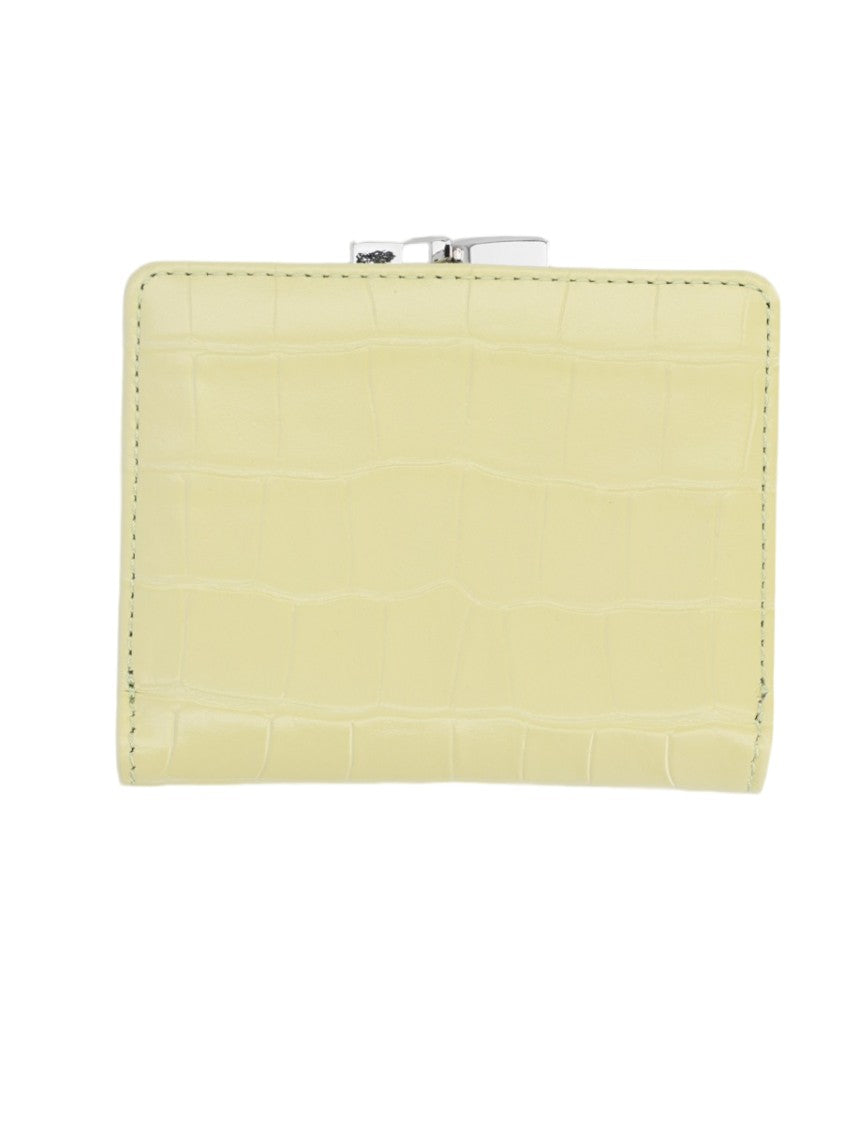 Vivienne Westwood Textured Crocodile Pattern Pale Green Wallet With Silver Emblem